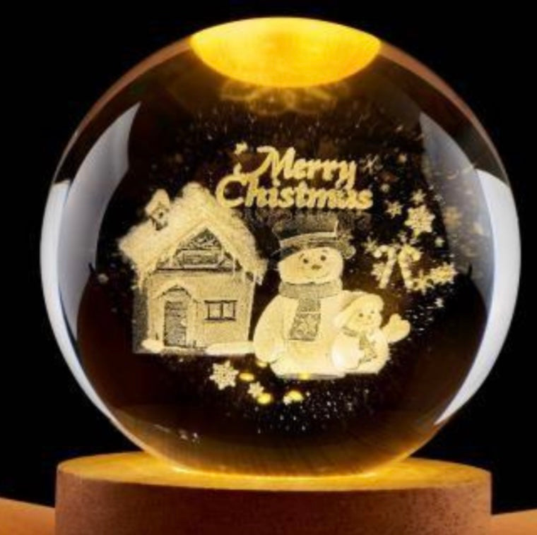 Snowman- 3D Personalized Light Up Christmas Snow Globes,Custom Family Name Glass Ball LED Light Christmas Ornaments Decoration Night Light for Tabletop Home Holiday Decor,Xmas Gifts for Kids Mon Dad