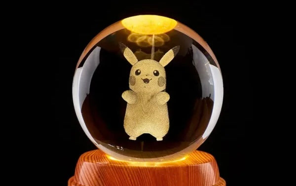 Pikachu 3D crystal ball lamp - LED Colour-Changing Base | Custom Name Gift for Pokemon Fans