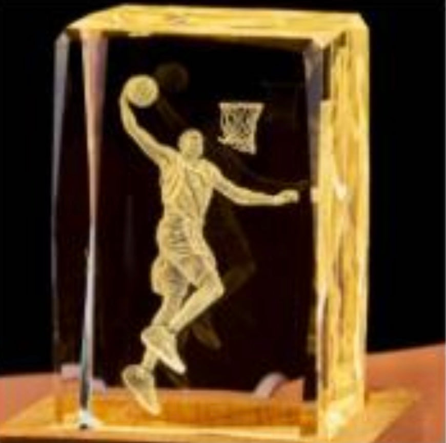 Kobe Slam - Novelty 3D Laser Etched Dunk Figure Statues Engraving Glass Crystal Cube Car Dashboard Ornament Home Decor