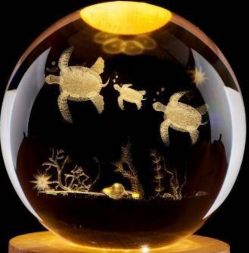 Sea Turtle - 3D Gifts for Women Crystals Ball - Sea Turtle Figurines Decor Glass Animals Figurine Cat Stuff for Room Birthday