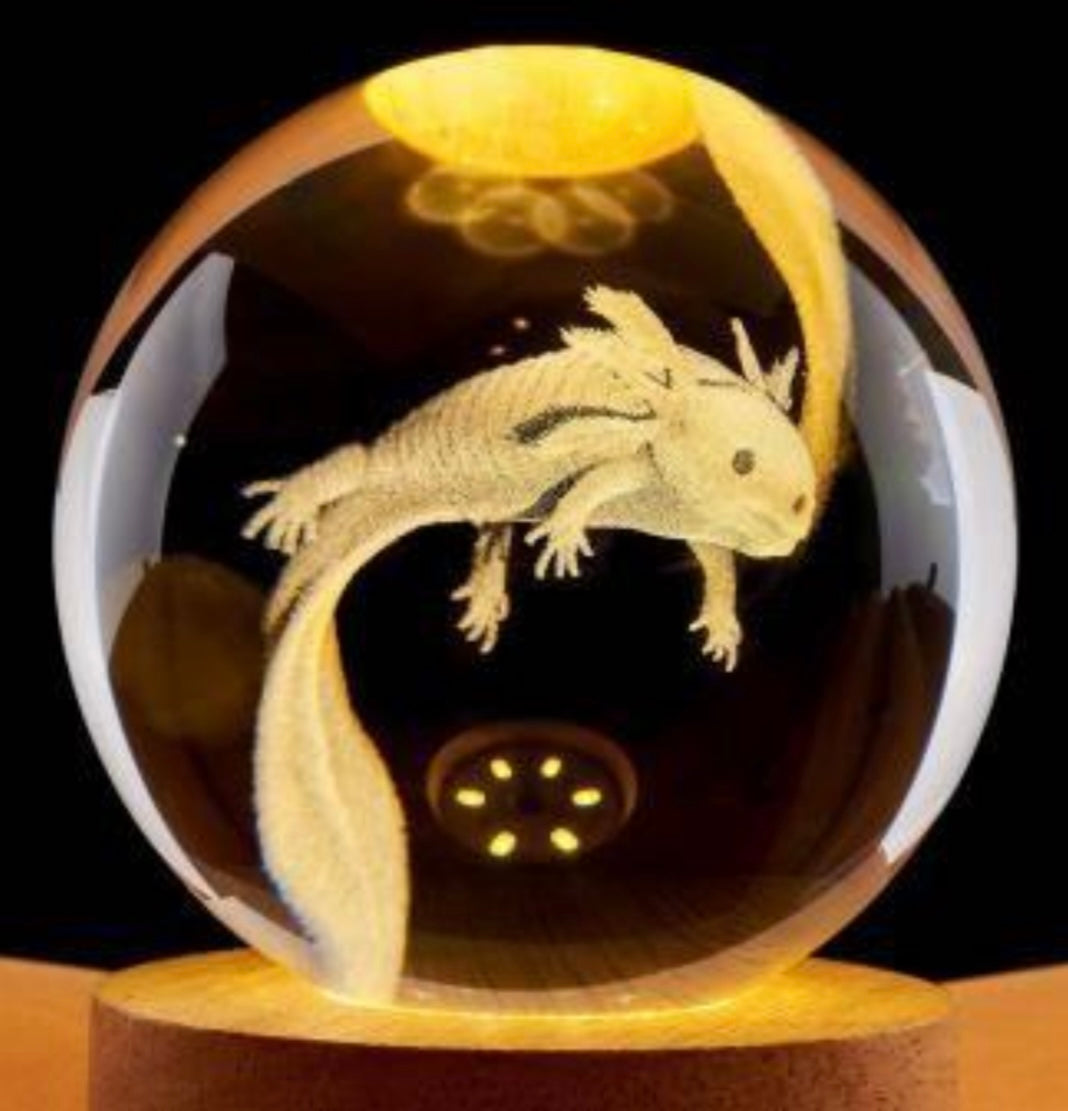 Axolotl Crystal Ball Lamp 3D Crystal Ball Night Light