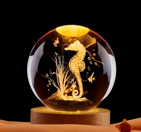 Seahorse-3D Crystal Ball Planet Whale Gifts For Women Men Glass Whale Decor Figurines Statue Decorations